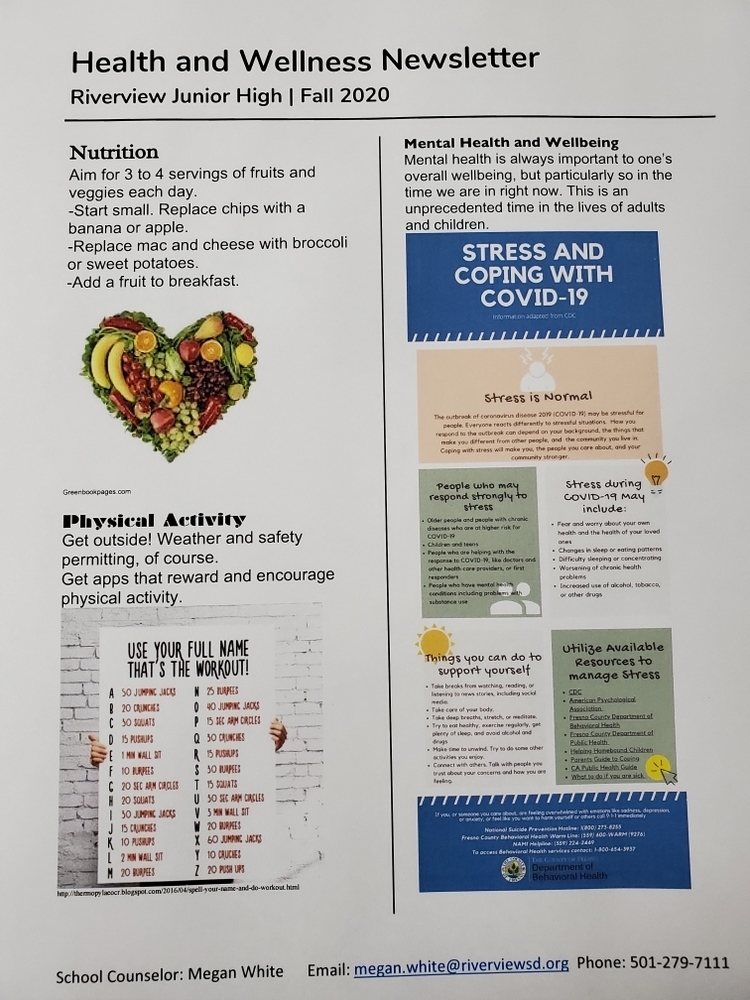 Riverview Jr High School S Fall Health And Wellness Newsletter Riverview School District